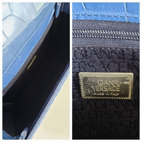 Versace Blue Croc-Embossed Crossbody Bag - Picture 7 of 16